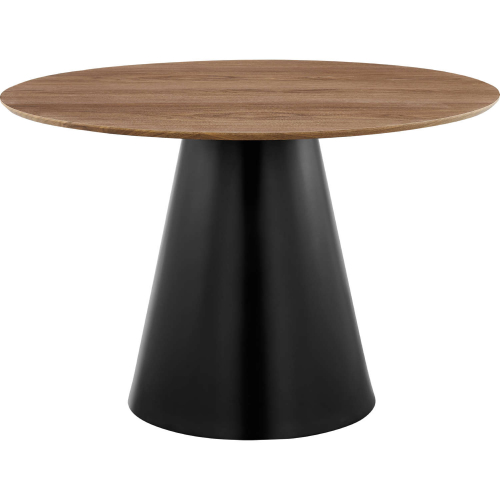 Mackenzie 47" Round Dining Table in Walnut Veneer & Black